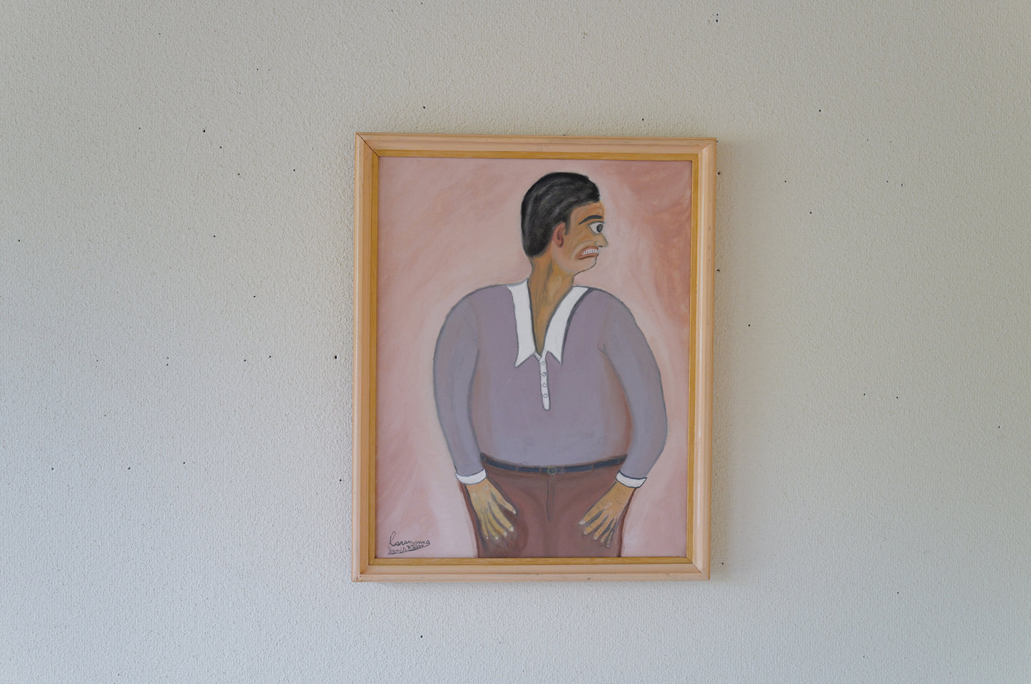 Vintage painting 「Man wearing a polo shirt」in France