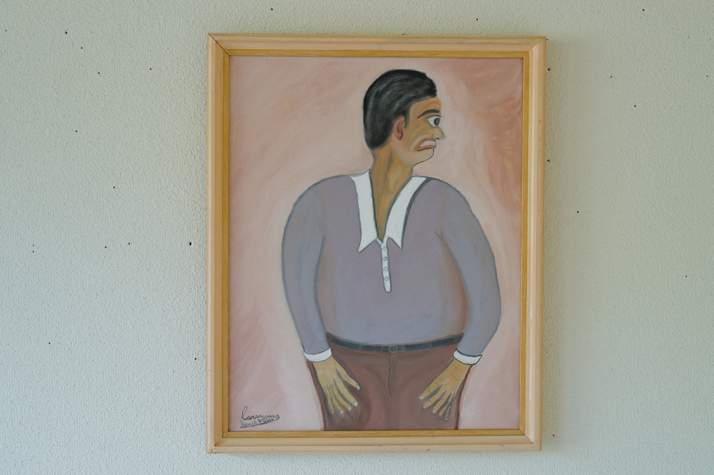 Vintage painting 「Man wearing a polo shirt」in France