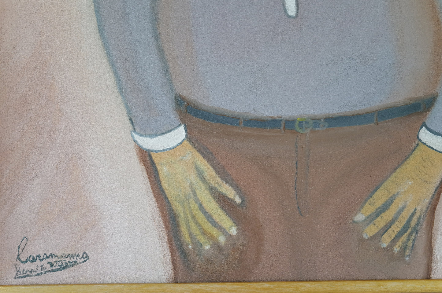 Vintage painting 「Man wearing a polo shirt」in France