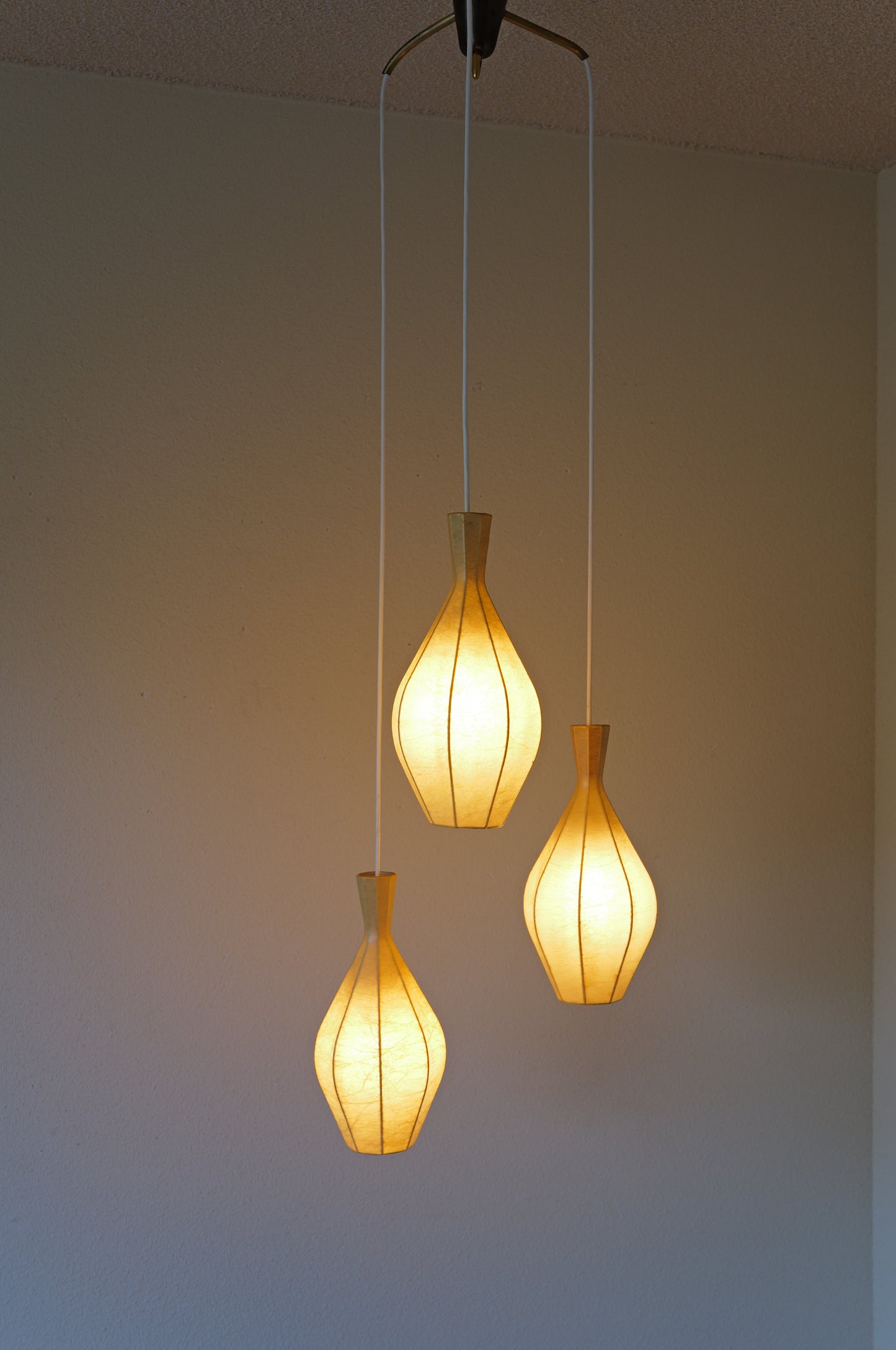 1960s Cocoon cascade ceiling lamp with 3 shades