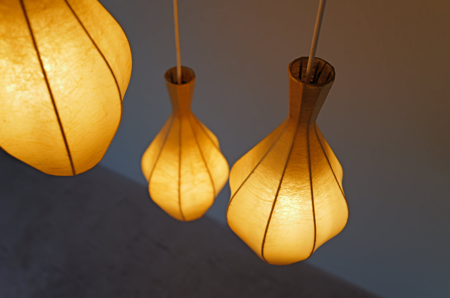 1960s Cocoon cascade ceiling lamp with 3 shades
