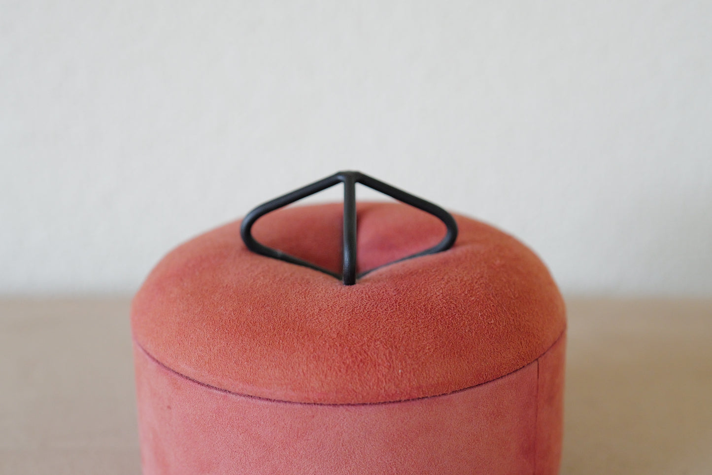 1960s Pink suede and iron accessory case
