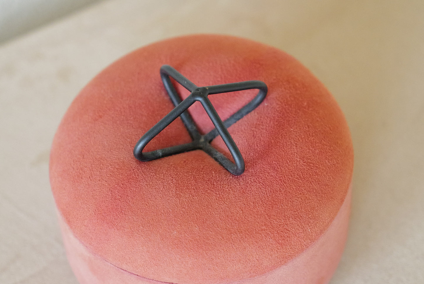 1960s Pink suede and iron accessory case