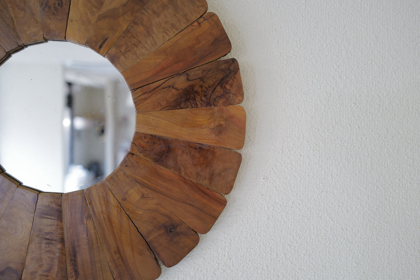 Sun wall mirror ,wooden 1960s France