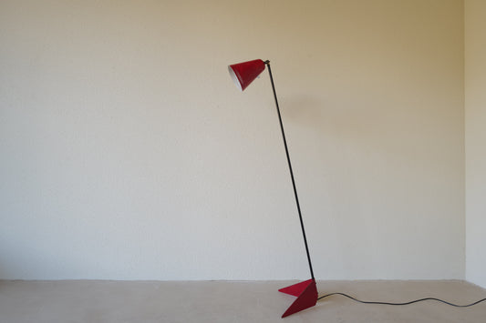 Red floor lamp by Svend Aage Holm-Sørensen Denmark 1950s