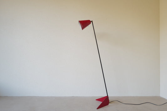 Red floor lamp by Svend Aage Holm-Sørensen Denmark 1950s