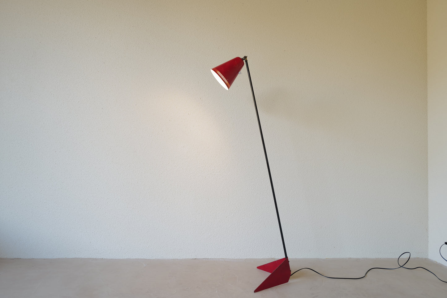 Red floor lamp by Svend Aage Holm-Sørensen Denmark 1950s
