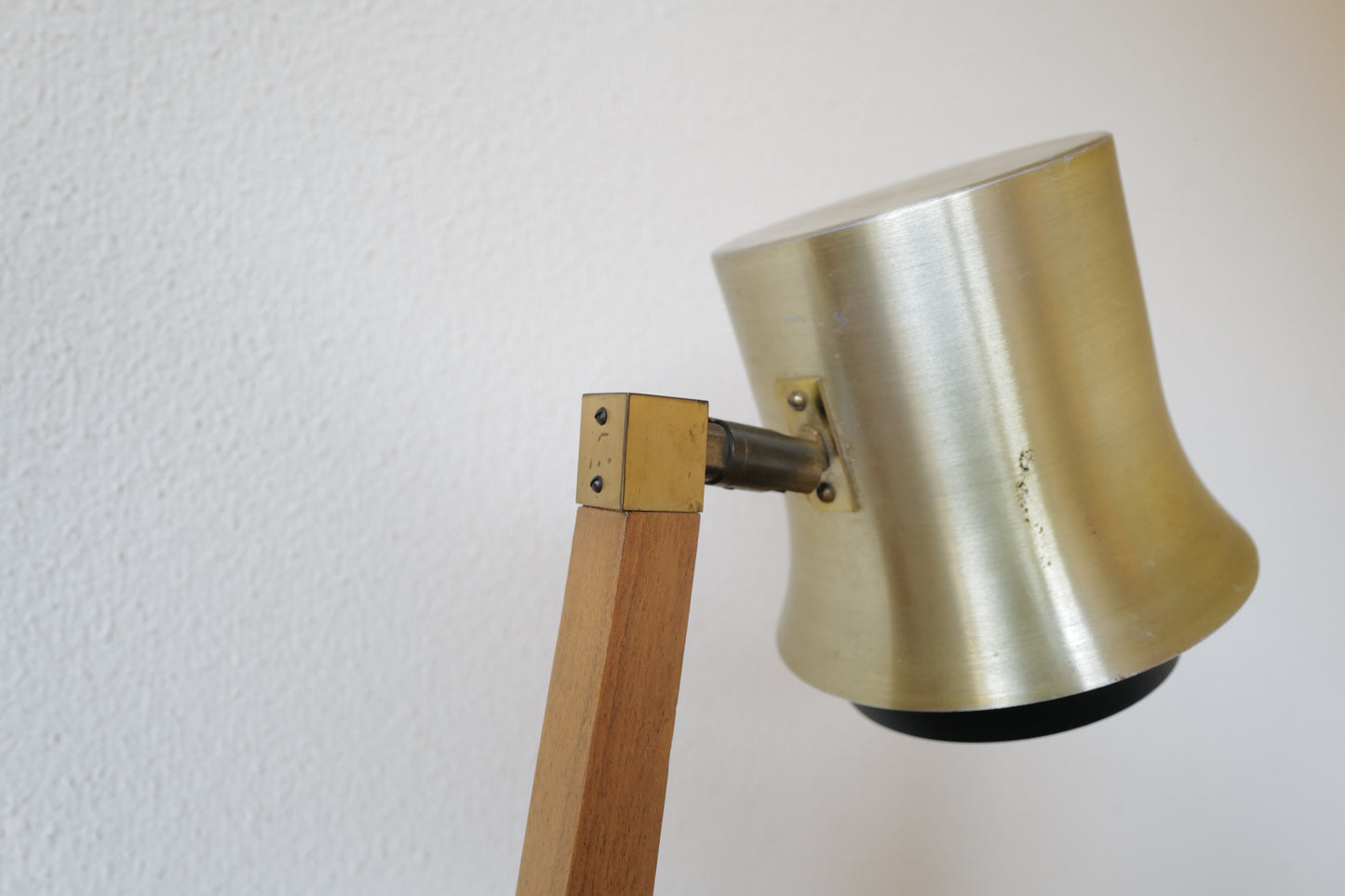 Mid Century table lamp made of teak, with aluminum shade 1950s Denmark