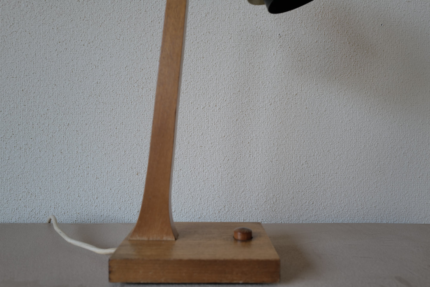Mid Century table lamp made of teak, with aluminum shade 1950s Denmark