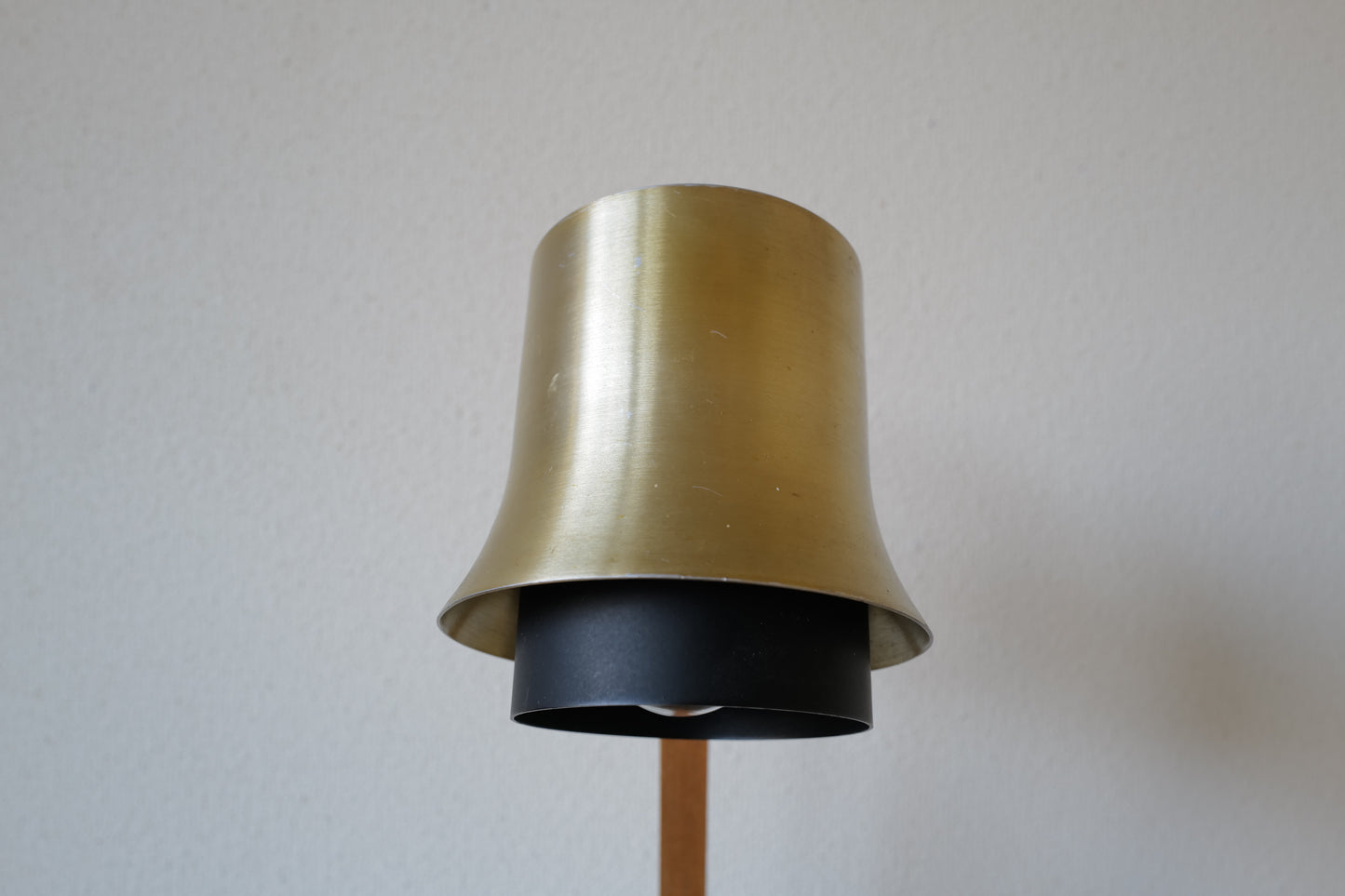 Mid Century table lamp made of teak, with aluminum shade 1950s Denmark