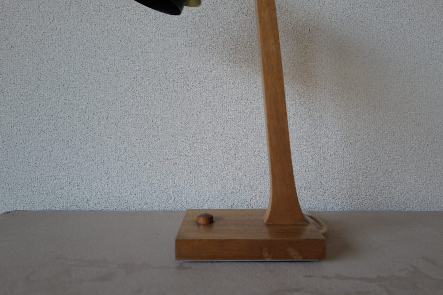 Mid Century table lamp made of teak, with aluminum shade 1950s Denmark