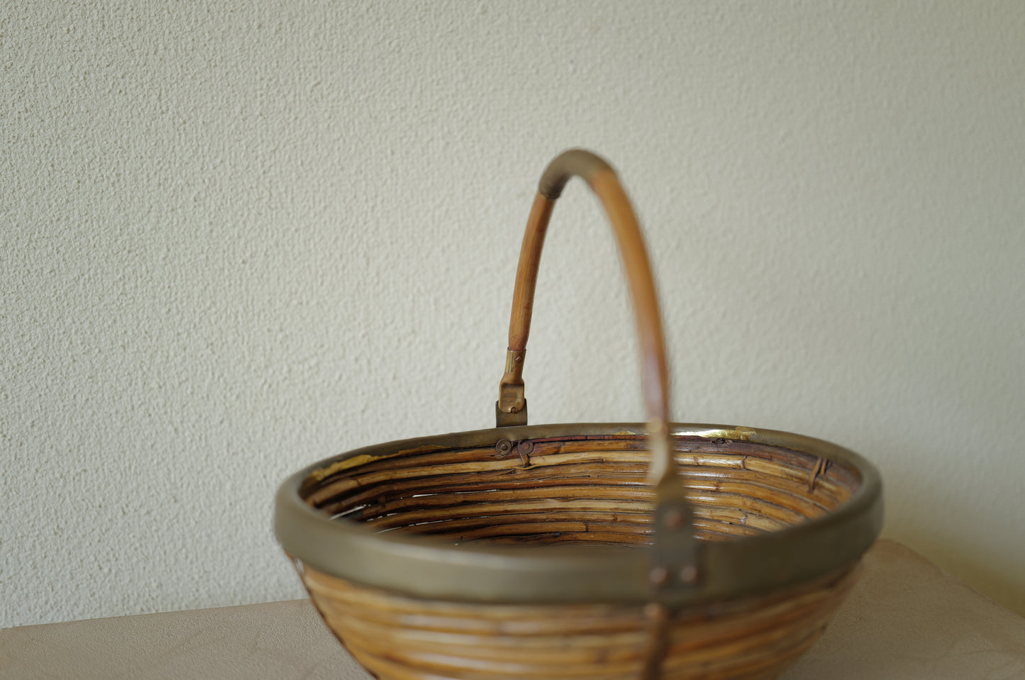 1960s Rattan and Brass Basket Style of Gabriella Crespi, Italy ④