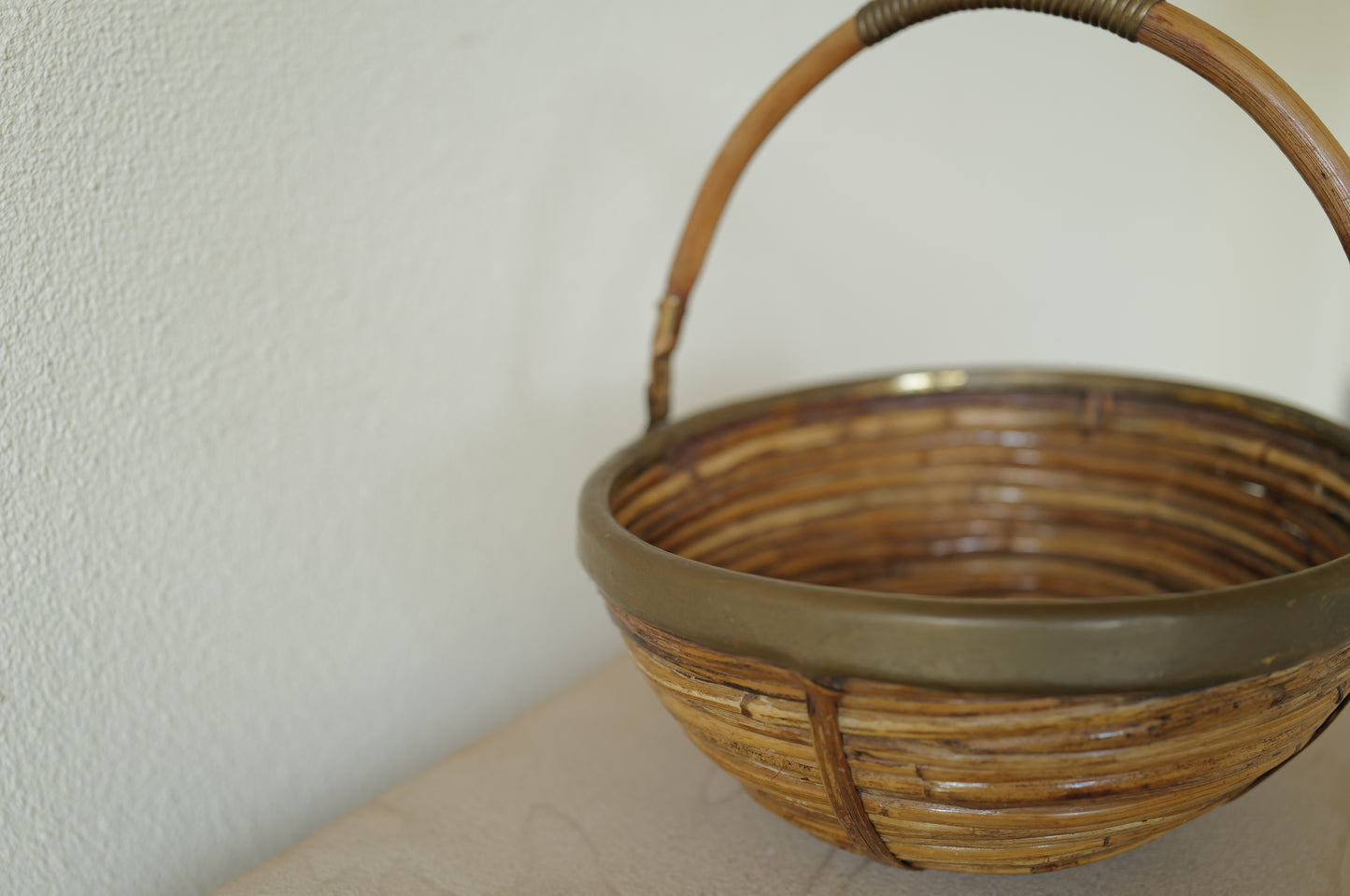 1960s Rattan and Brass Basket Style of Gabriella Crespi, Italy ④