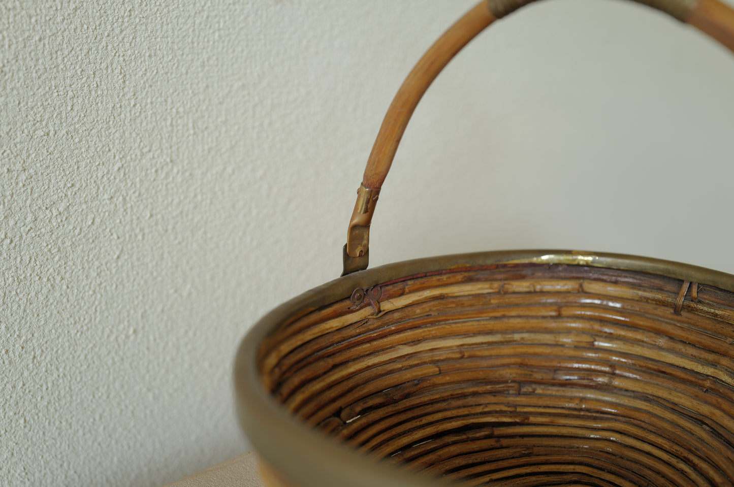 1960s Rattan and Brass Basket Style of Gabriella Crespi, Italy ④