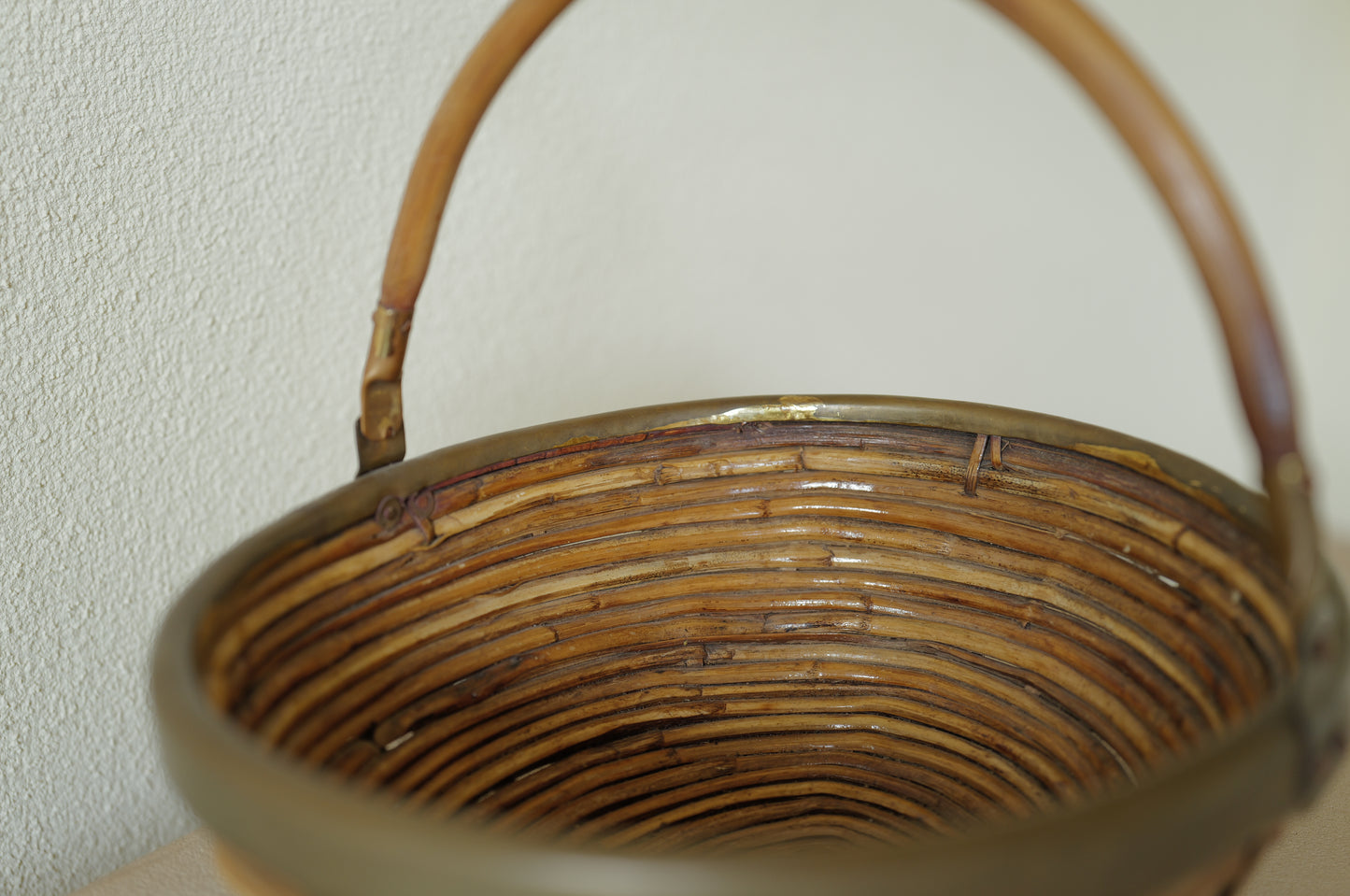 1960s Rattan and Brass Basket Style of Gabriella Crespi, Italy ④