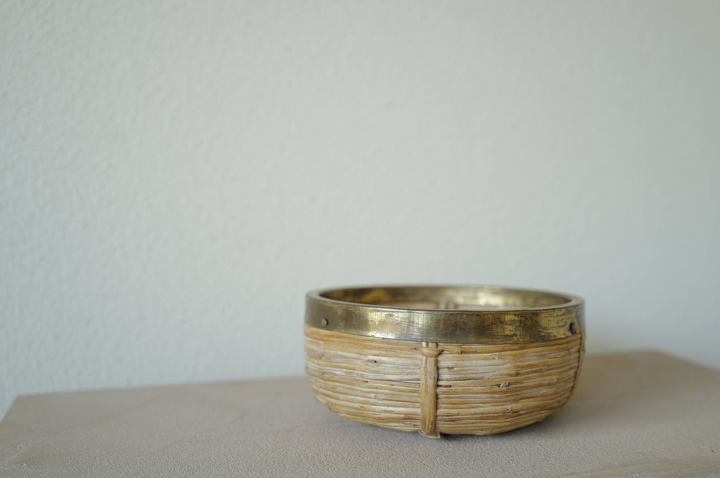 1960s Rattan and Brass Basket Style of Gabriella Crespi, Italy ③
