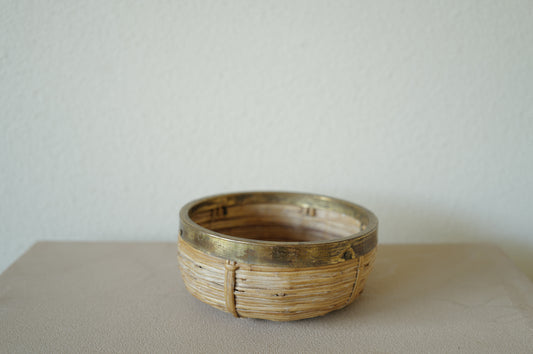 1960s Rattan and Brass Basket Style of Gabriella Crespi, Italy ③