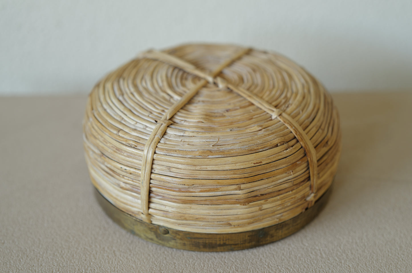 1960s Rattan and Brass Basket Style of Gabriella Crespi, Italy ③