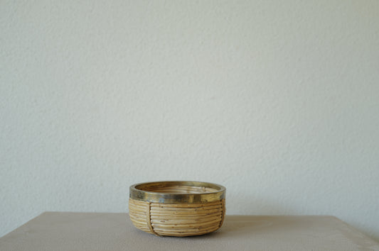 1960s Rattan and Brass Bowl Style of Gabriella Crespi, Italy ②