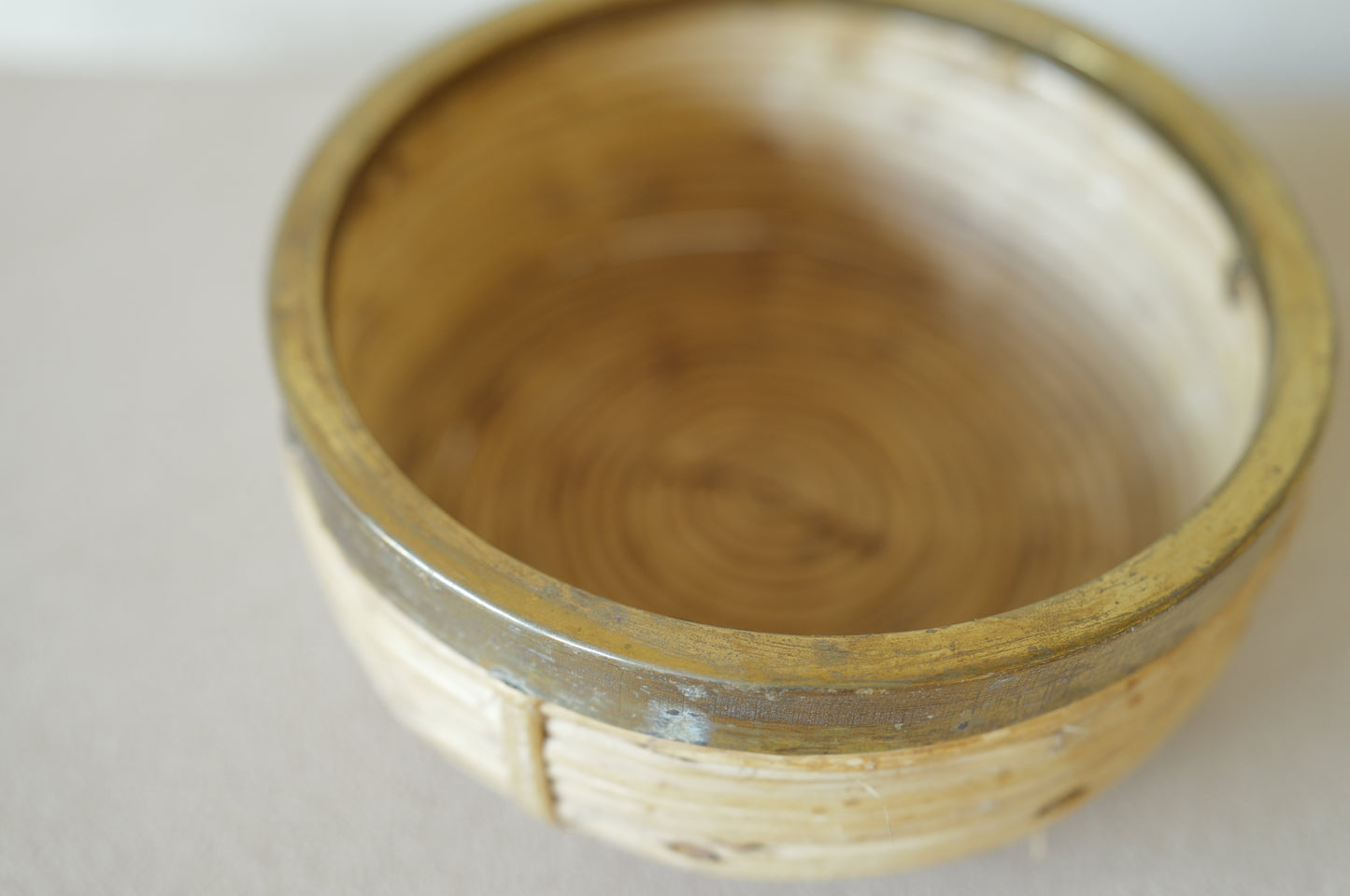 1960s Rattan and Brass Bowl Style of Gabriella Crespi, Italy ②