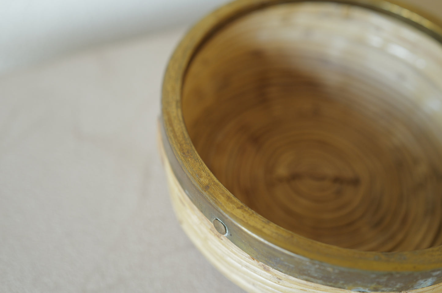 1960s Rattan and Brass Bowl Style of Gabriella Crespi, Italy ②
