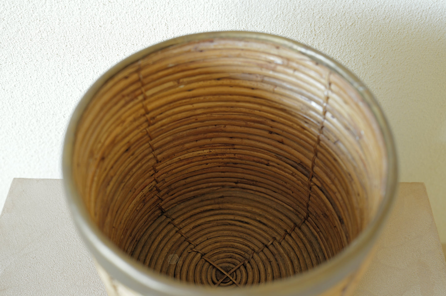 1960s Rattan and Brass Basket Style of Gabriella Crespi, Italy ①