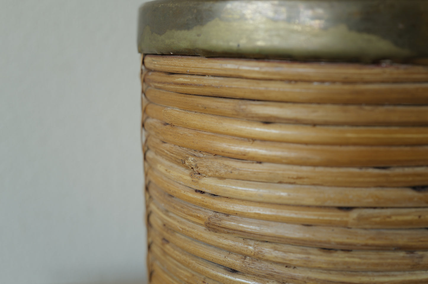 1960s Rattan and Brass Basket Style of Gabriella Crespi, Italy ①