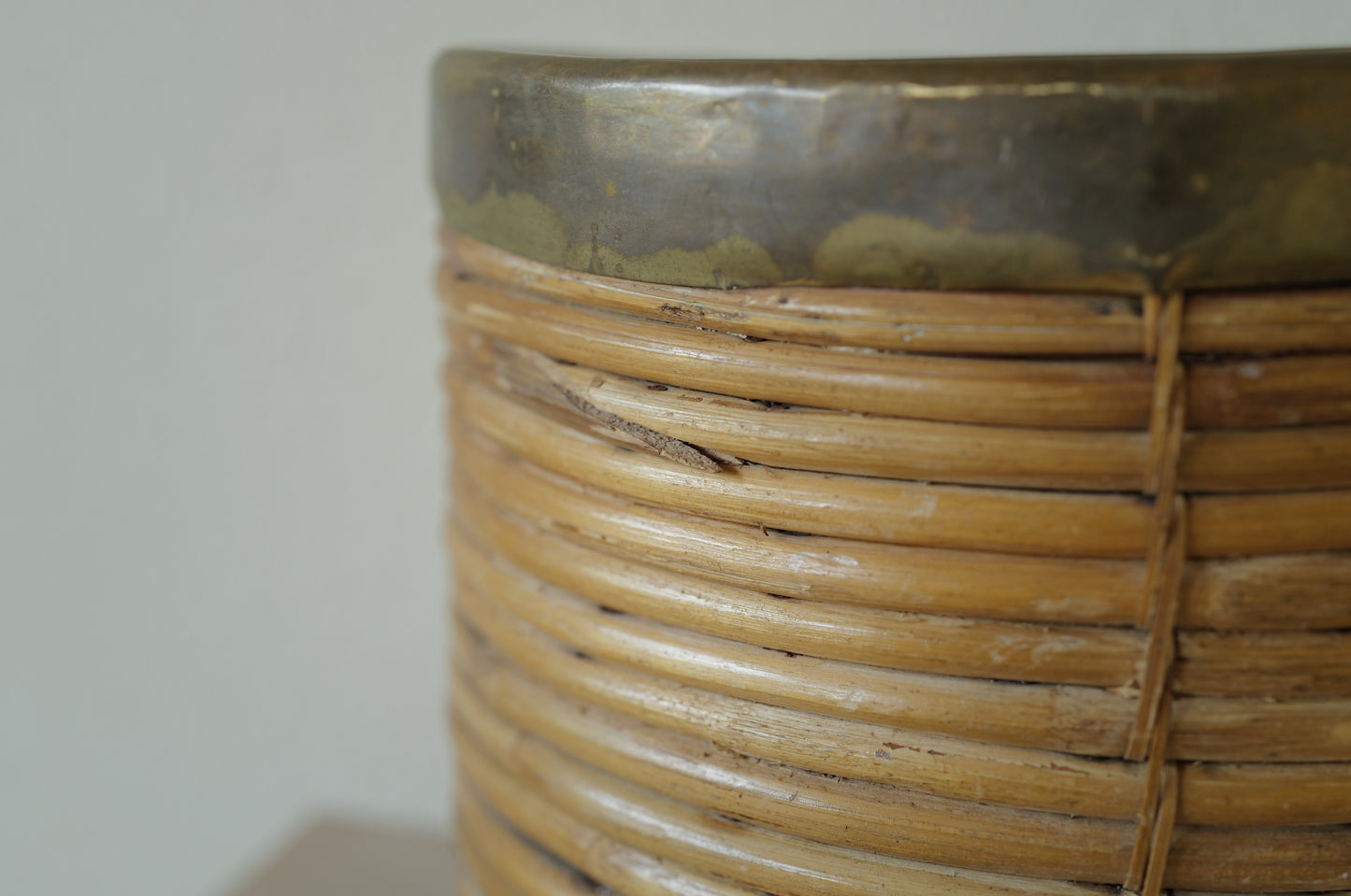 1960s Rattan and Brass Basket Style of Gabriella Crespi, Italy ①
