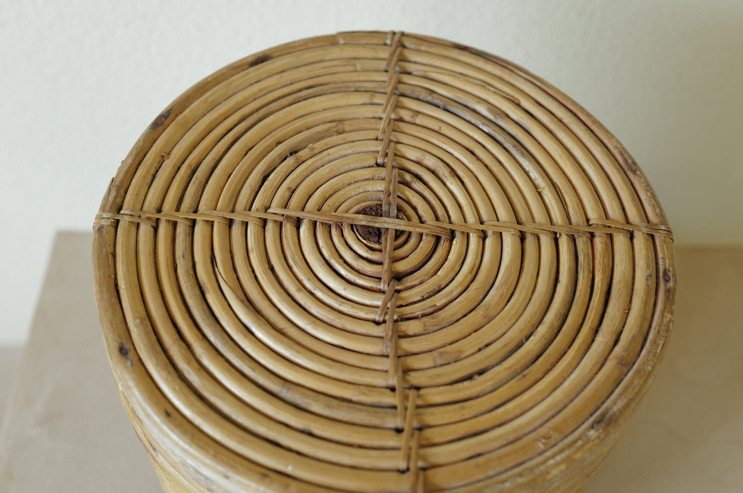 1960s Rattan and Brass Basket Style of Gabriella Crespi, Italy ①