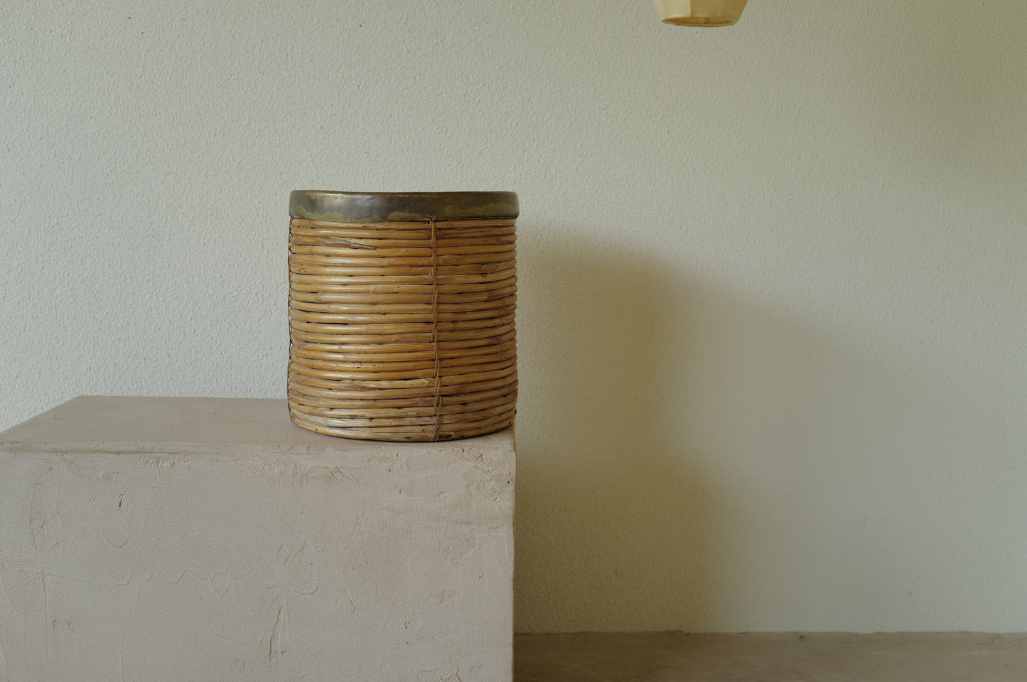 1960s Rattan and Brass Basket Style of Gabriella Crespi, Italy ①