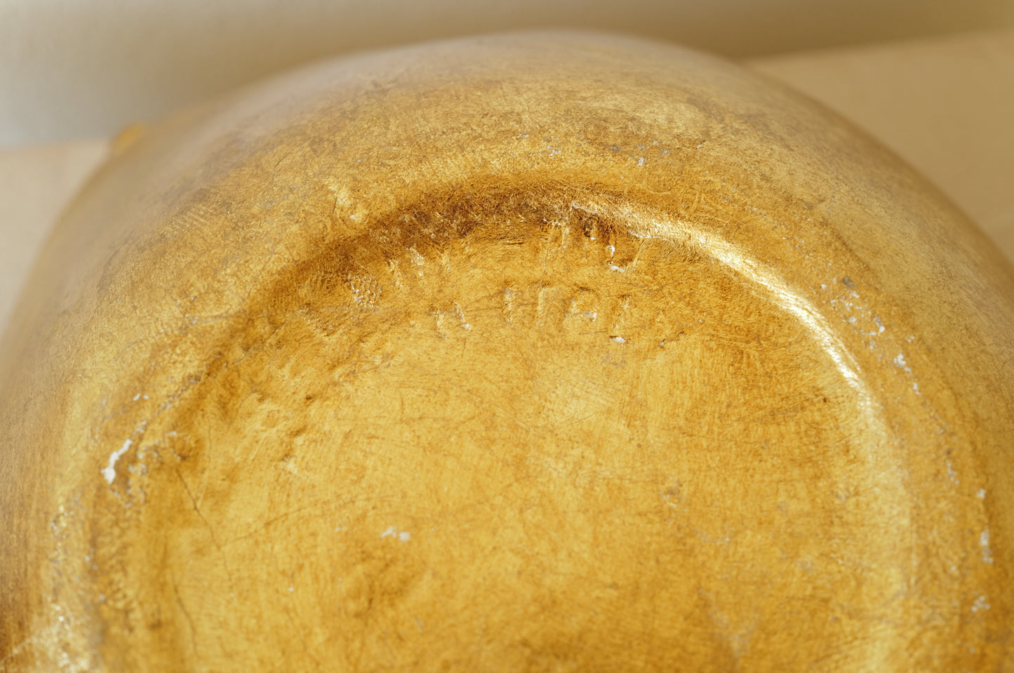 Brushed Gold Ceramic Bowl Italy 1980s