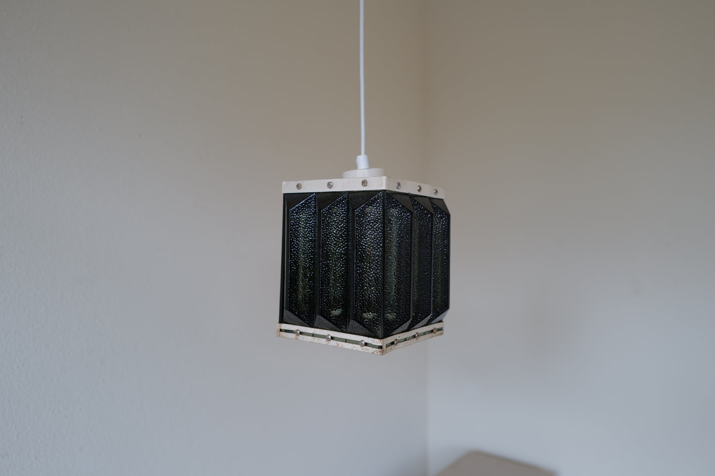 1960s metal and smoked solid glass lamp. Sweden