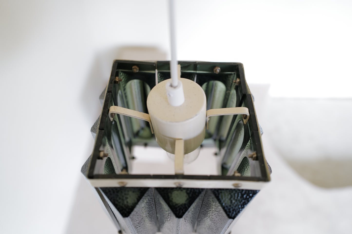 1960s metal and smoked solid glass lamp. Sweden