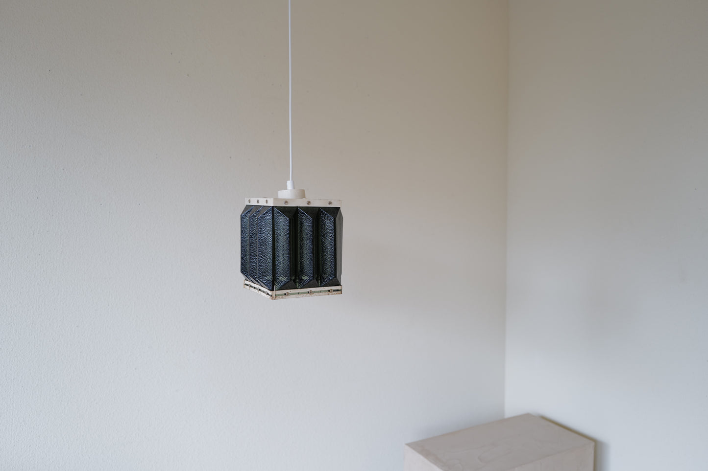 1960s metal and smoked solid glass lamp. Sweden