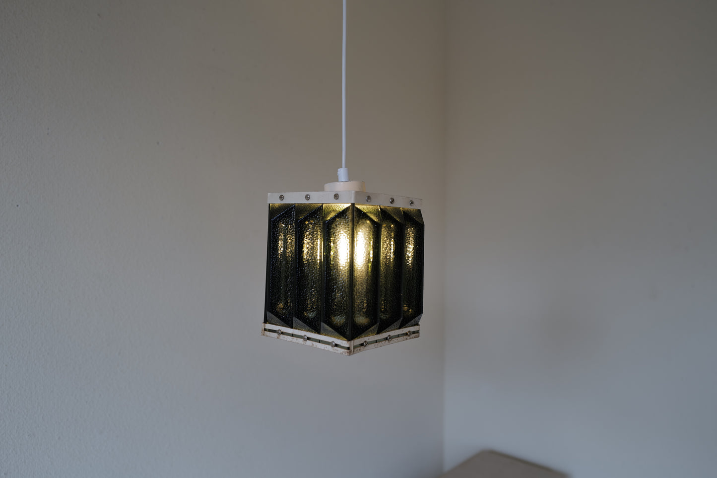 1960s metal and smoked solid glass lamp. Sweden