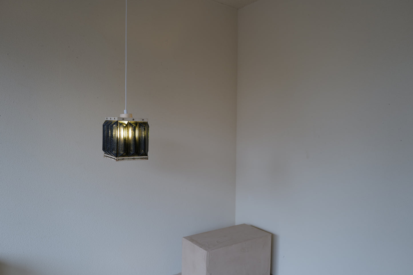 1960s metal and smoked solid glass lamp. Sweden