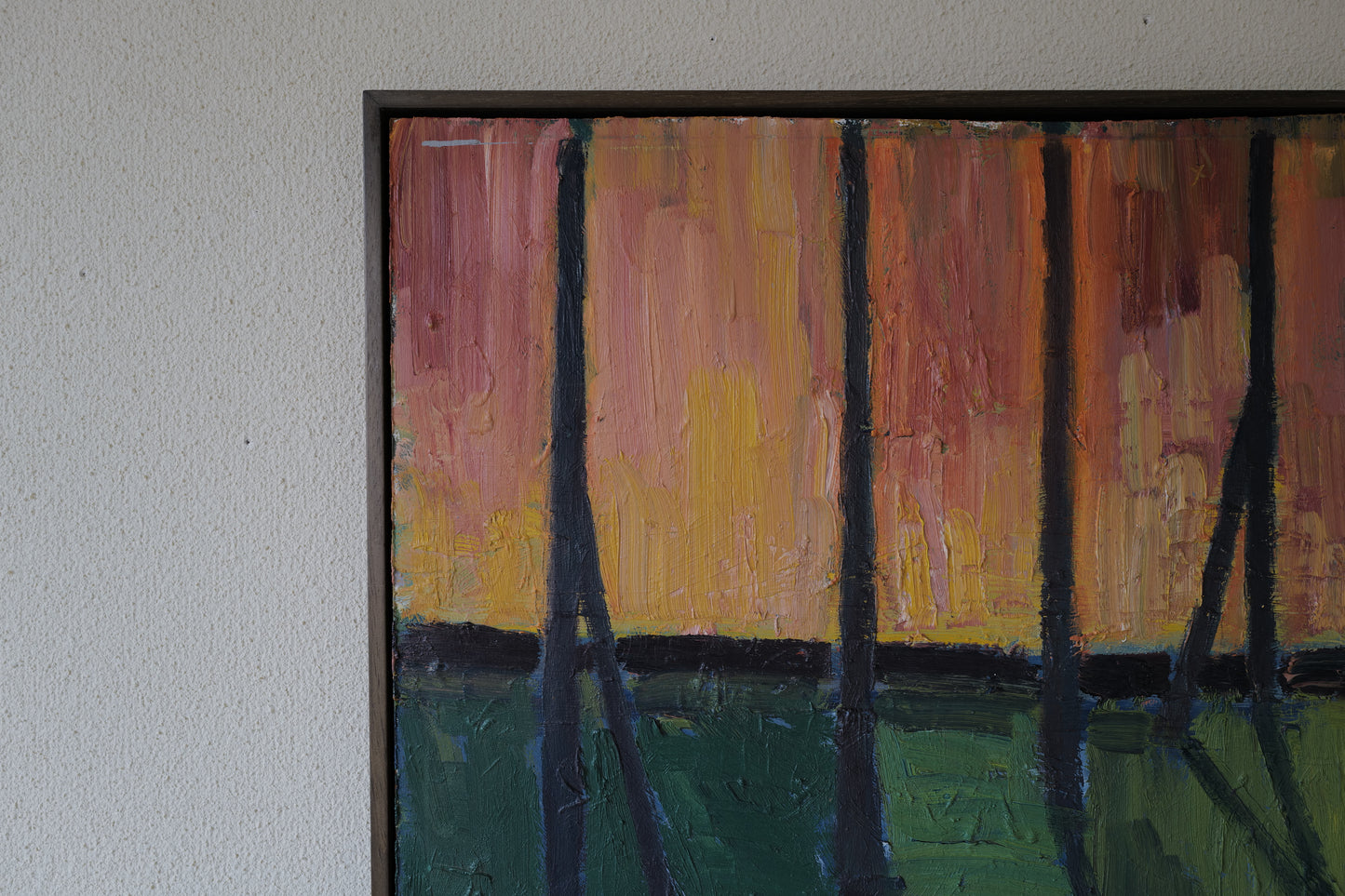 Oil Painting Landscape with Trees. Swedish 1970s