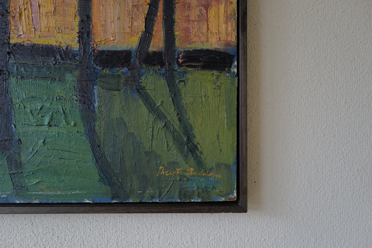 Oil Painting Landscape with Trees. Swedish 1970s