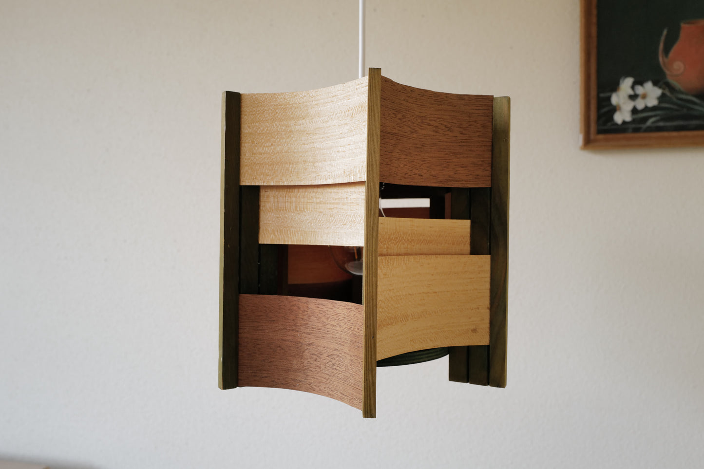 Wood pendant lamp  1970s scandinavia