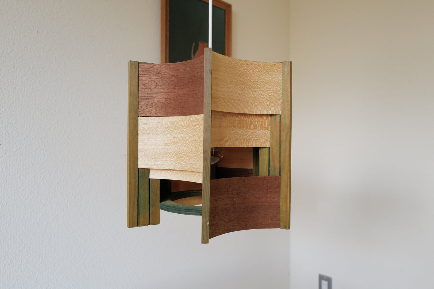 Wood pendant lamp  1970s scandinavia