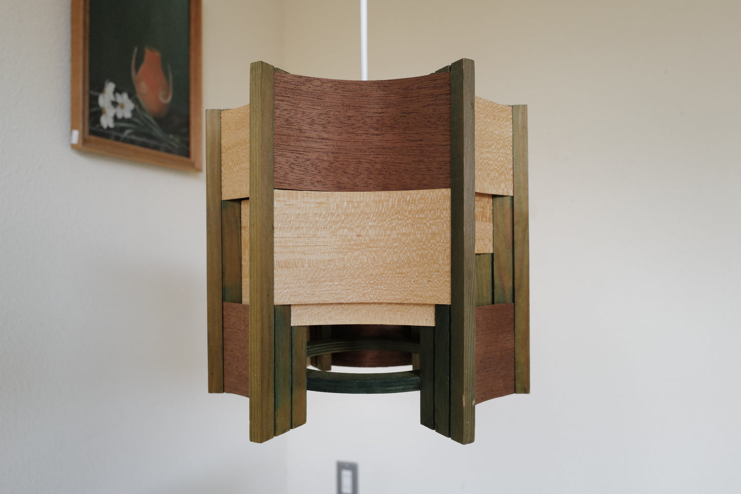 Wood pendant lamp  1970s scandinavia