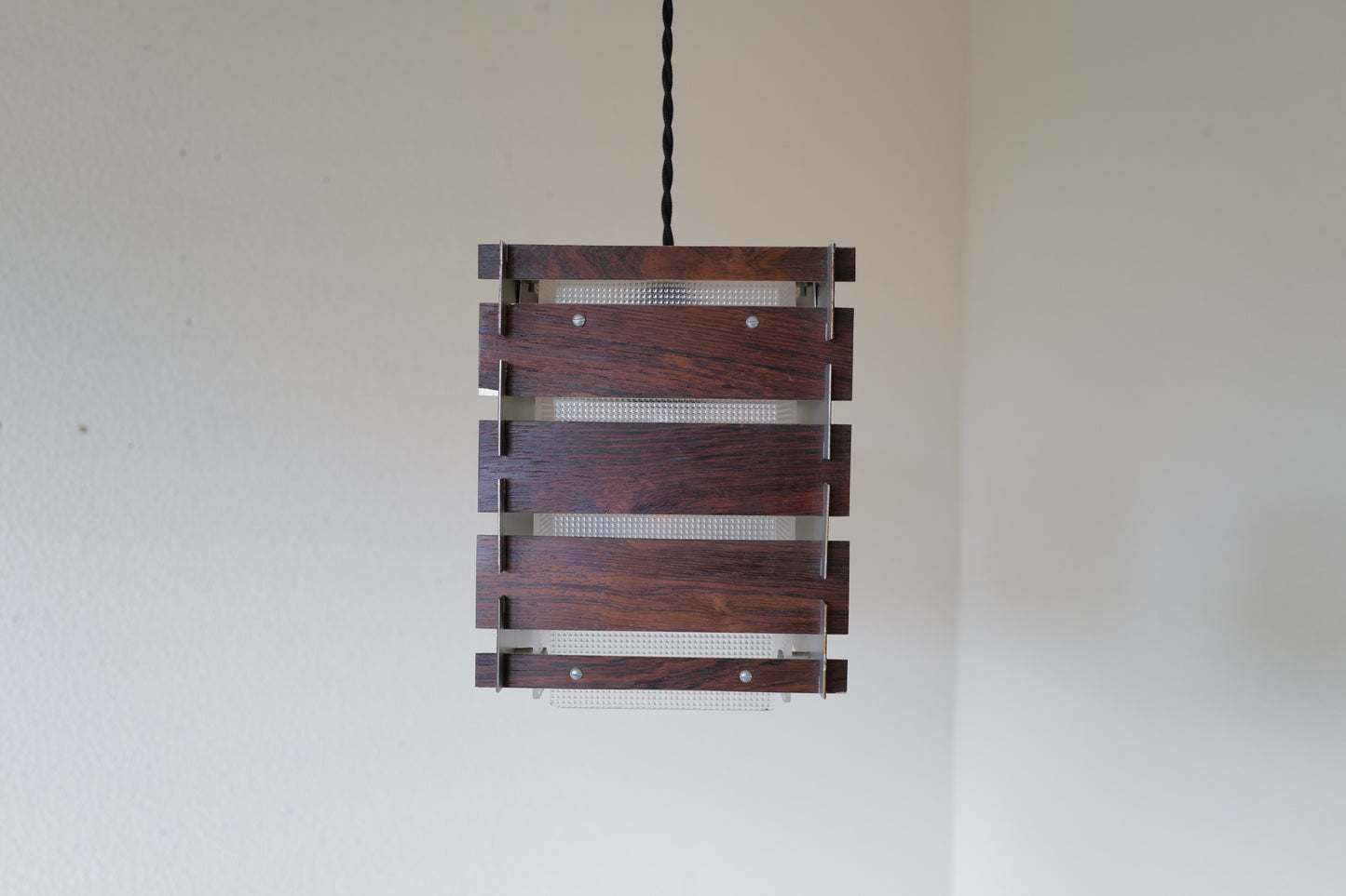 Stainless steel with rosewood motif lamp 1970s