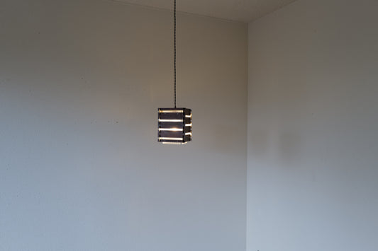 Stainless steel with rosewood motif lamp 1970s