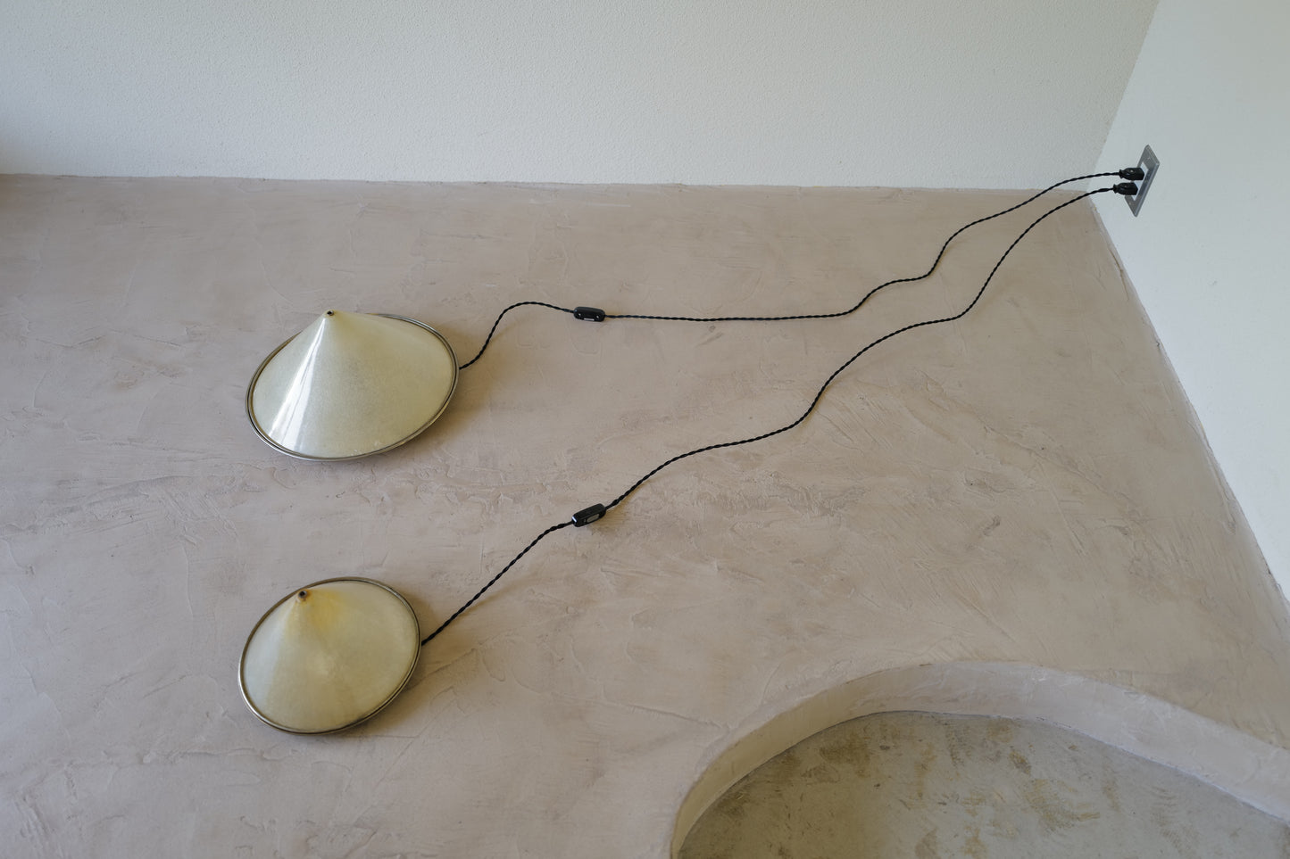 Fiberglass and brass table or floor lamps, Italy 1970s