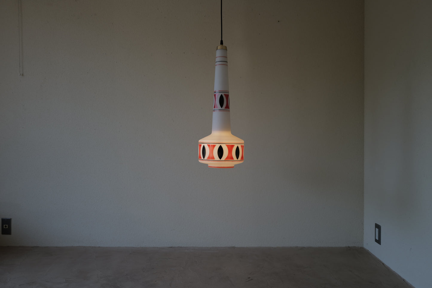 Mid Century Modern Glass Pendant Lamp  1960s Italy