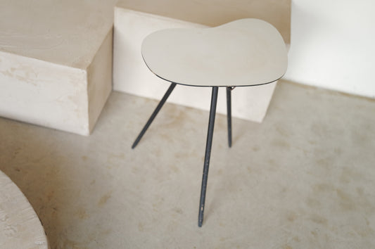 1960s amoeba shape wood tripod side table