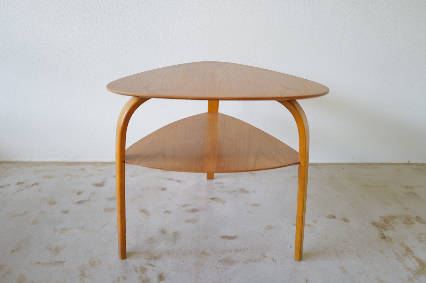 Bow wood Side table by Hugues Steiner. France 1950s