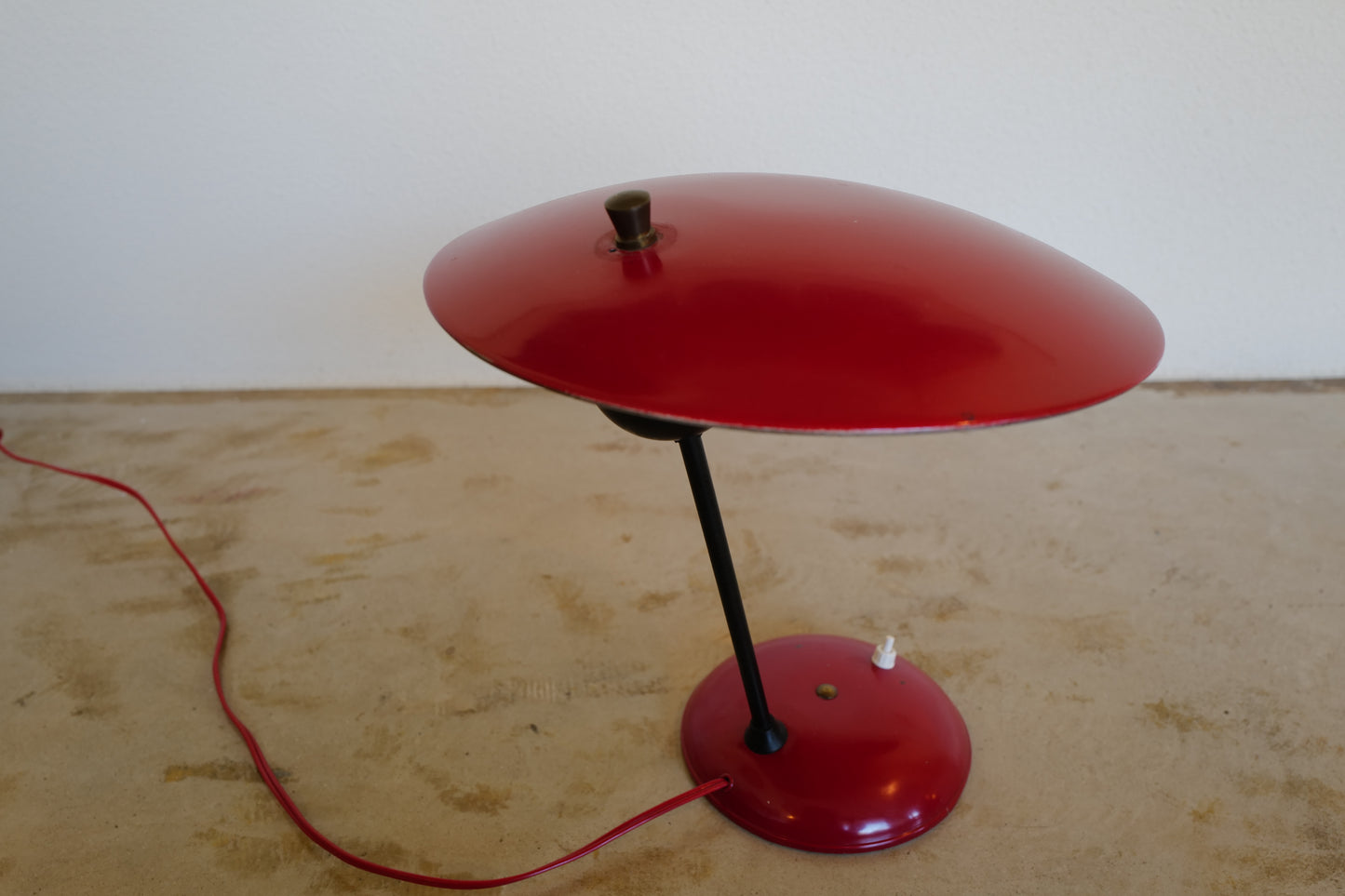 Stilnovo Enamel Metal and Brass Table Lamp 1950s Itary