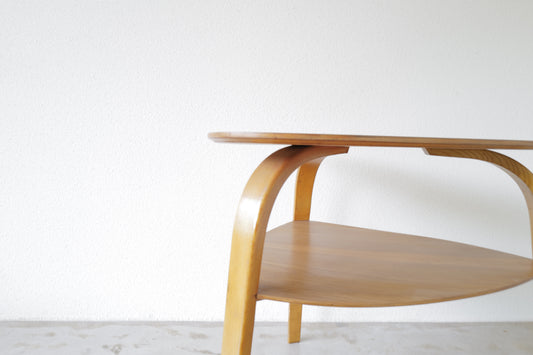 Bow wood Side table by Hugues Steiner. France 1950s