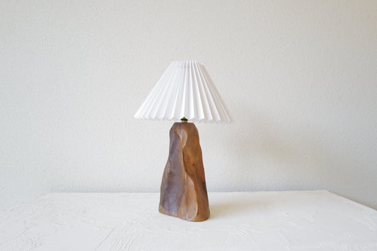 vintage Brutalist Wood Table Lamp 1970's France